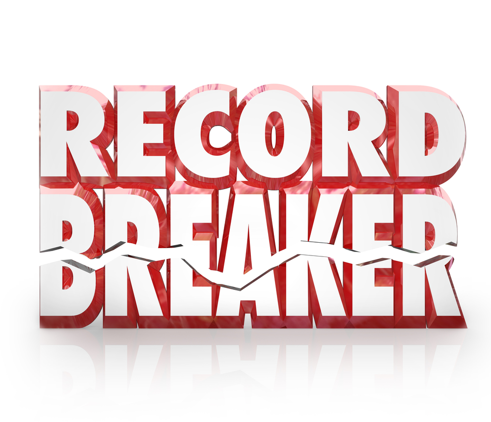 Swimmer breaking a record